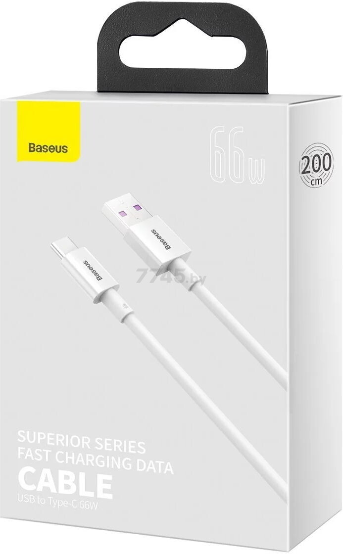 Кабель BASEUS CATYS-A02 Superior Series Fast Charging Data Cable USB to Type-C 66W 2m White - Фото 11