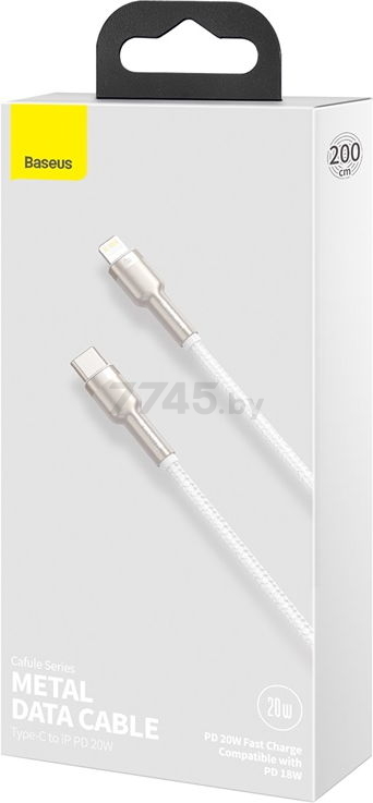 Кабель BASEUS CATLJK-B02 Cafule Series Metal Data Cable Type-C to Lightning 20W 2m White - Фото 11