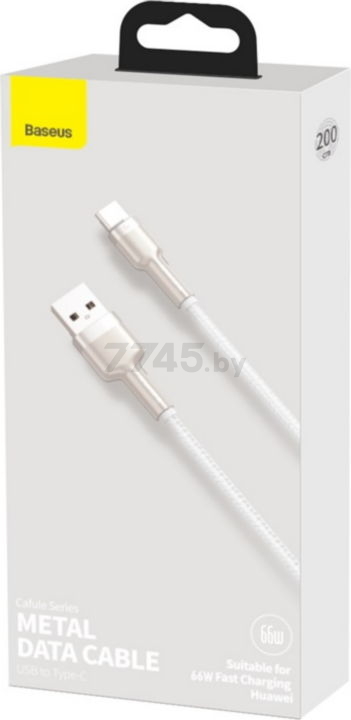 Кабель BASEUS CAKF000202 Cafule Series Metal Data Cable USB to Type-C 66W 2m White - Фото 9