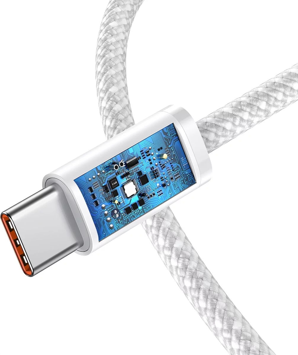 Кабель BASEUS CALD000202 Dynamic Series Fast Charging Data Cable Type-C to Type-C 100W 1m White - Фото 6