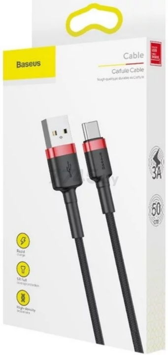 Кабель BASEUS CATKLF-C91 Cafule Cable USB to Type-C 2A 2m Red+Black - Фото 6