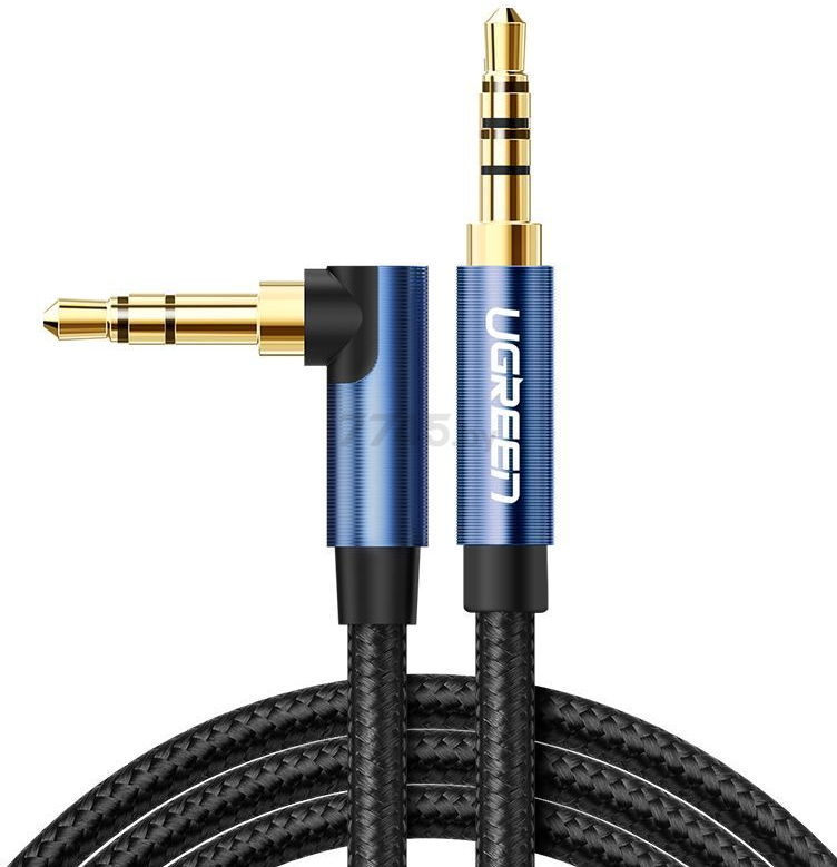 Кабель UGREEN AV112 AUX 3,5 мм (M) to AUX 3,5 мм (M) Blue-Black 0,5 м (60178)