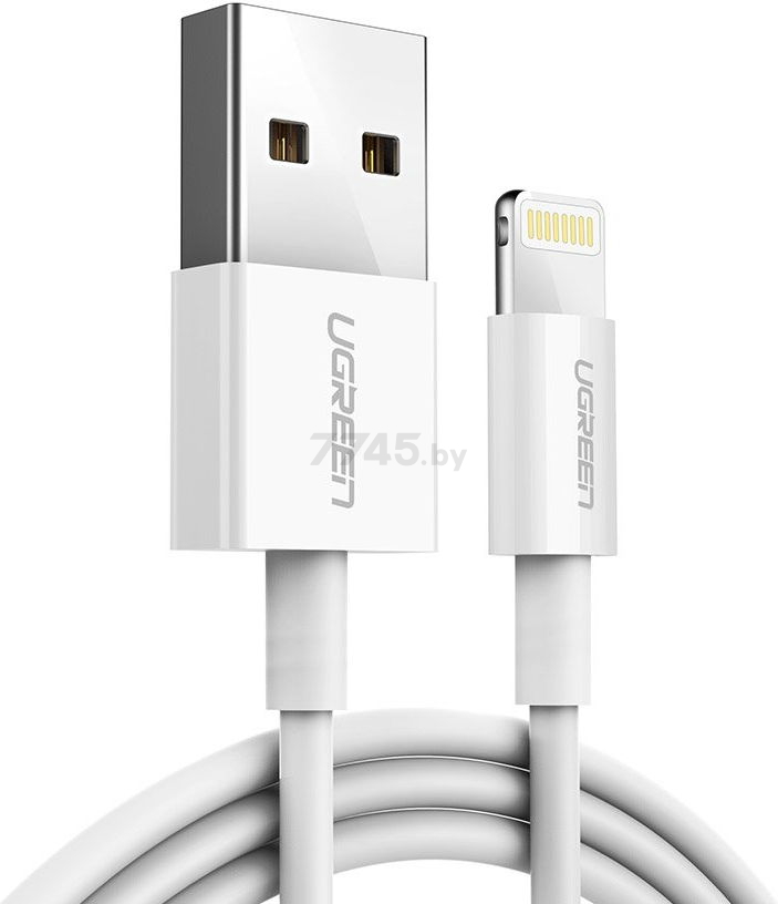 Кабель UGREEN US155-80313 USB-A 2.0 to Lightning Apple MFI certified 2,4A 0.5m White