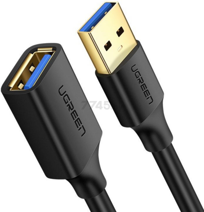 Кабель UGREEN US129-30126 USB-A 3.0 (M) to USB-A 3.0 (F) 1,5m силиконовый Black