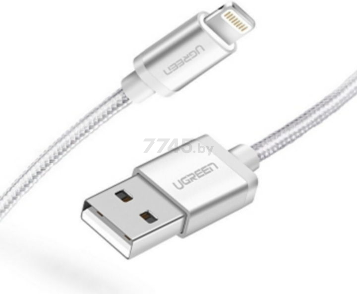 Кабель UGREEN US199-60161 USB-A 2.0 to Lightning Apple MFI certified 2,4A Silver - Фото 2