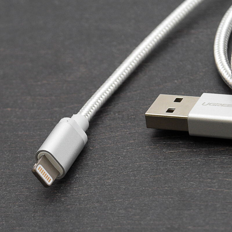 Кабель UGREEN US199-60161 USB-A 2.0 to Lightning Apple MFI certified 2,4A Silver - Фото 4