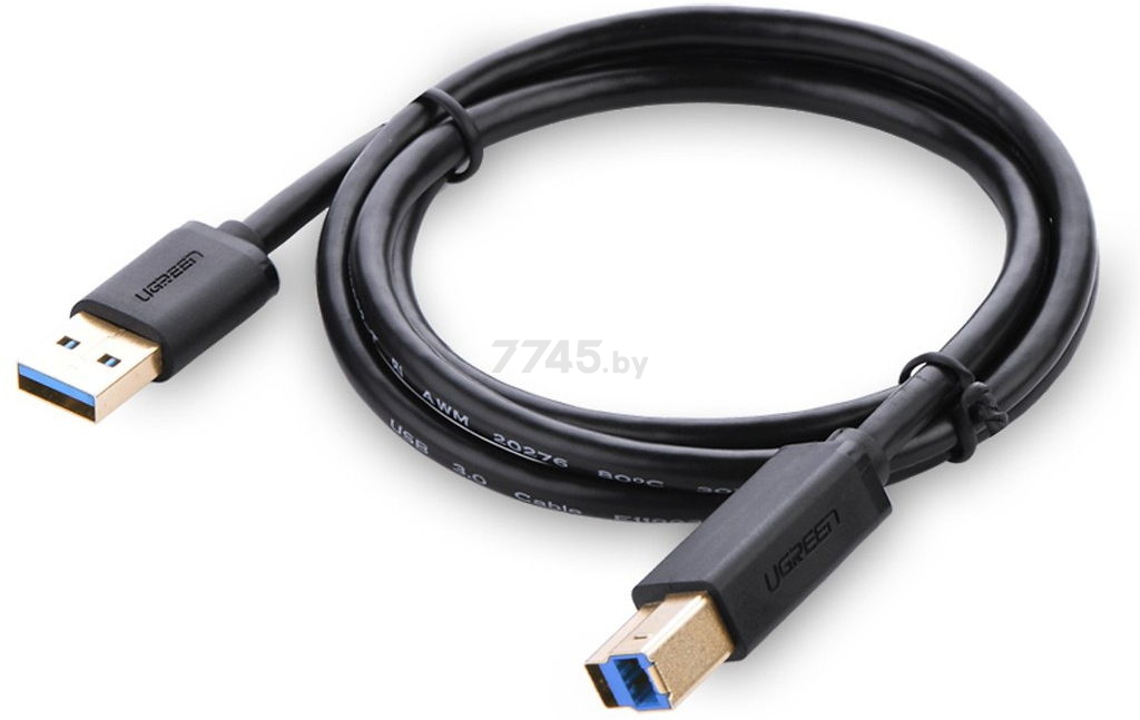 Кабель UGREEN US210-30753 USB 3.0 AM to USB 3.0 BM 1m Black - Фото 2