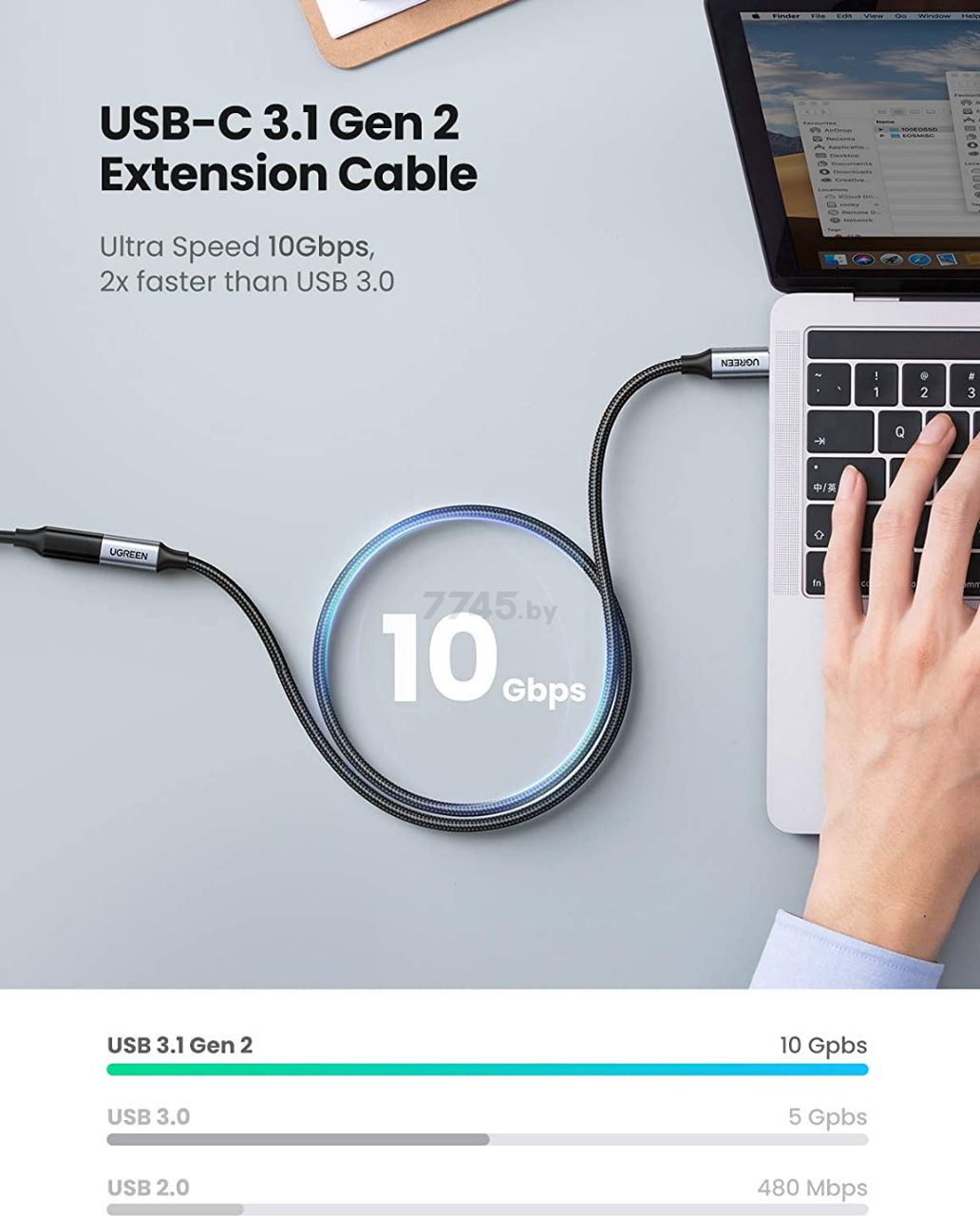 Удлинитель UGREEN US372-80810 USB-C 0,5 м - Фото 2