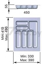 Лоток для столовых приборов 390х490х55 мм STARAX серый (S-2284-G) - Фото 2