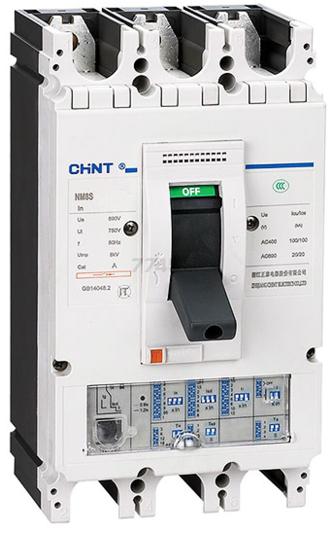 Автоматический выключатель CHINT NM8S-630S 3P 500А S 70кА с электронным расцепителем (149489)