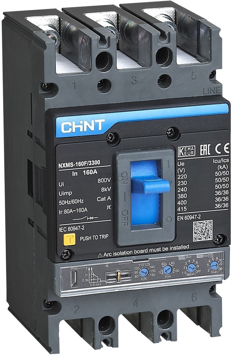 Автоматический выключатель CHINT NXMS-160SF/3Р 36кА с электронным расцепителем (264746)
