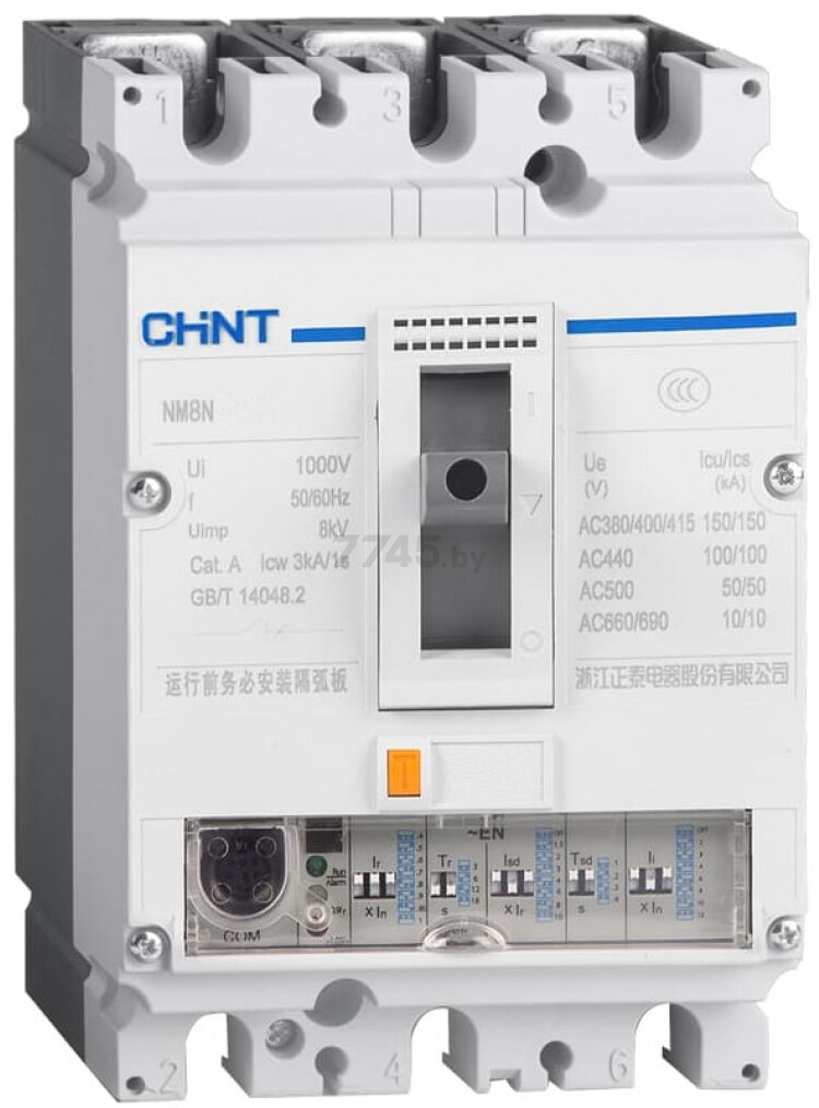 Автоматический выключатель CHINT NM8N-250S EN 3P 63А 50кА с электронным расцепителем (271332)