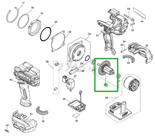 Якорь (ротор) для гайковерта MAKITA TW001G (519630-1)