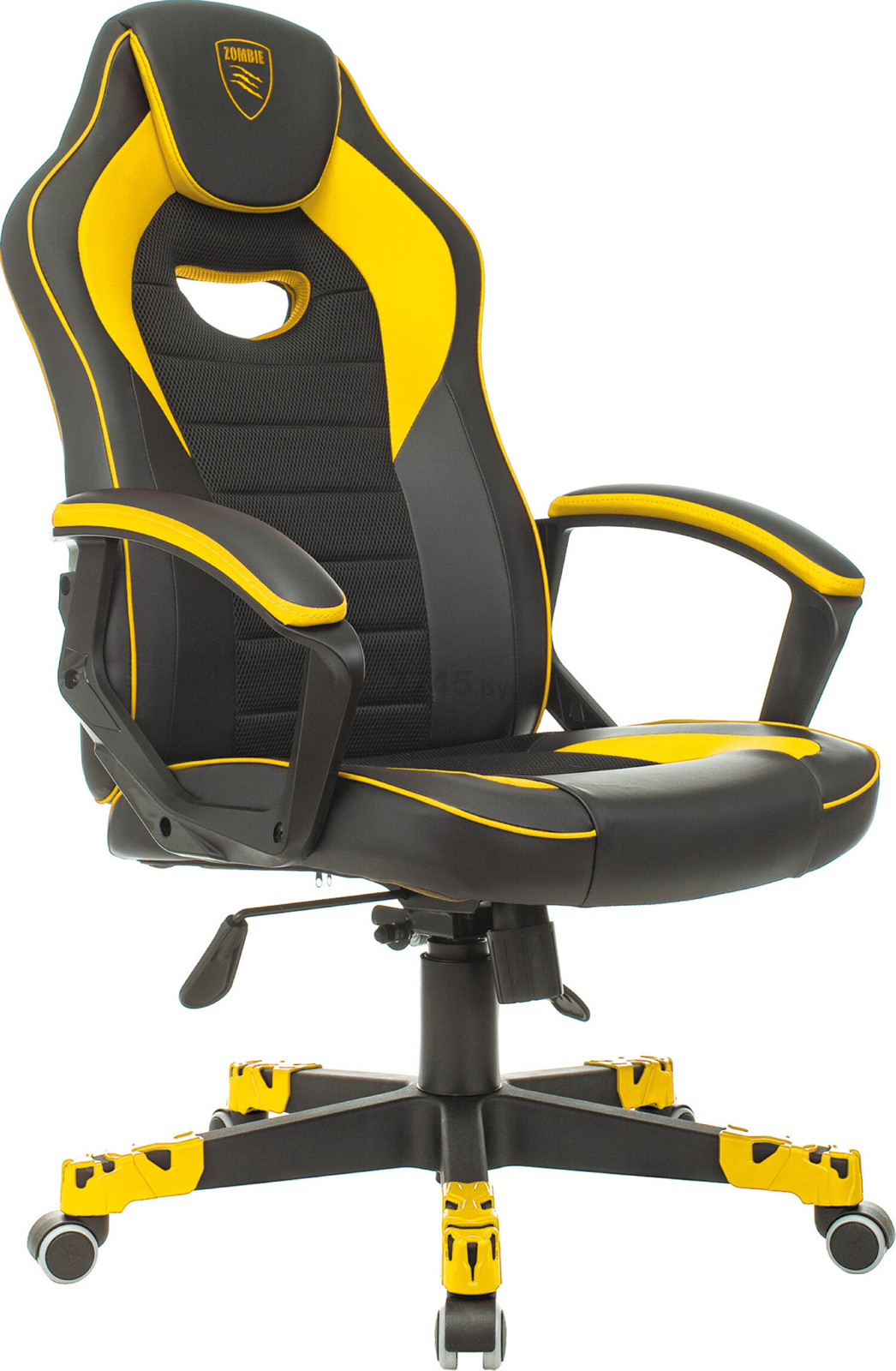Кресло геймерское ZOMBIE Game 16 ткань/экокожа черный/желтый