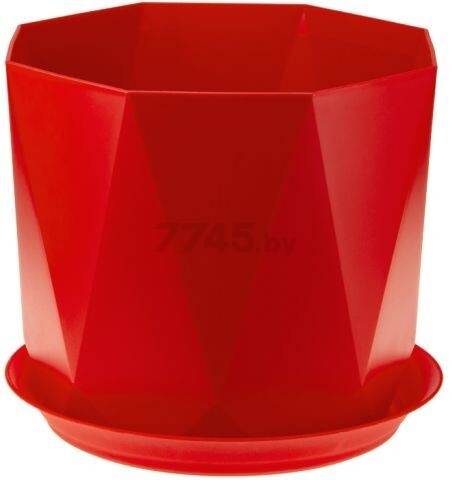 Кашпо для цветов IDEA Призма 2,6 л с поддоном красный (М3138)