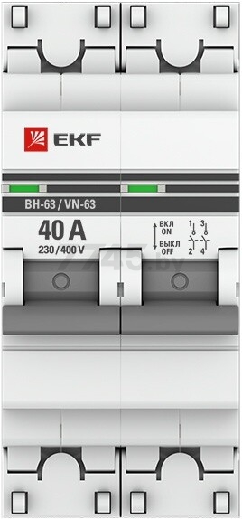 Выключатель нагрузки EKF PROxima ВН-63 2Р 40А (sl63-2-40-pro) - Фото 2