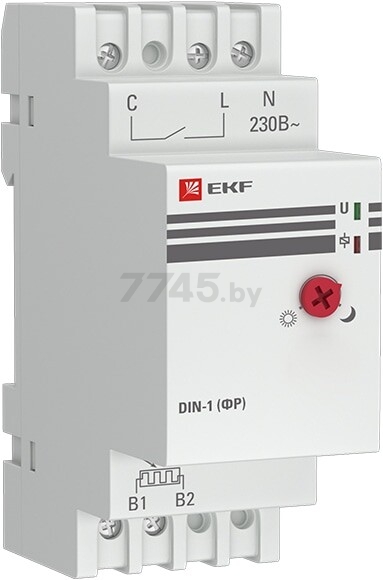 Фотореле с выносным датчиком на DIN-рейку 25А 3000Вт EKF PROxima (ФР) 2-100Лк (fr-din-1-25)