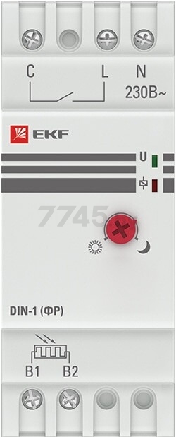 Фотореле с выносным датчиком на DIN-рейку 25А 3000Вт EKF PROxima (ФР) 2-100Лк (fr-din-1-25) - Фото 2