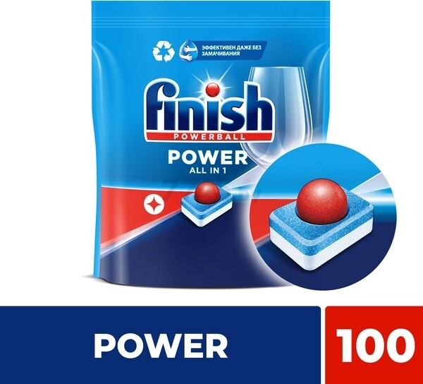 Таблетки для посудомоечных машин FINISH Power All in 1 Бесфосфатные 100 штук (0011181617) - Фото 3
