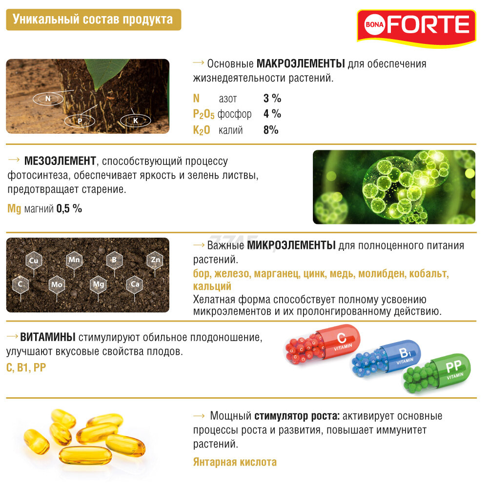Удобрение минеральное BONA FORTE Для пуансеттий и цветущих зимой растений Красота 285 мл (BF21010341) - Фото 3