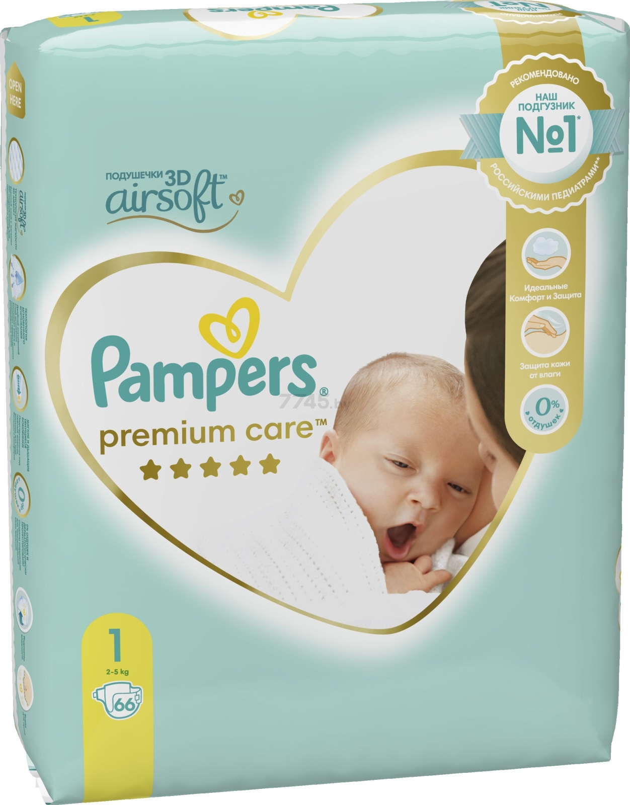 Подгузники PAMPERS Premium Care 1 Newborn 2-5 кг 66 штук (8006540527382) - Фото 2