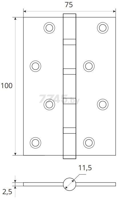 Петля дверная врезная 100х75 мм AVERS B4-AB бронза 2 штуки (00030112) - Фото 2