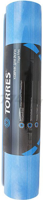 Коврик для йоги TORRES Comfort 6 TPE сине-серый 173х61х0,6 см (YL10086) - Фото 6