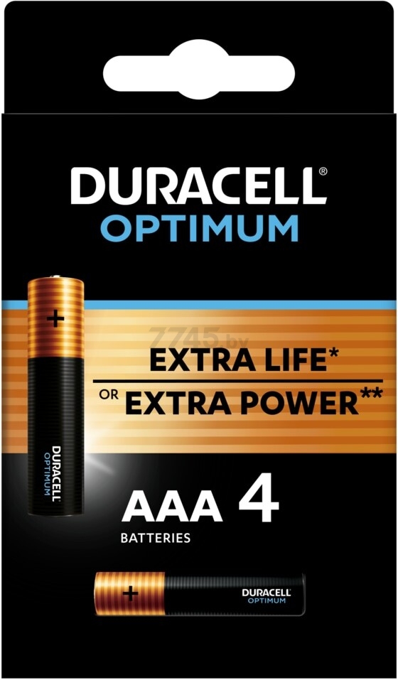 Батарейка ААА DURACELL Optimum 1,5 V алкалиновые 4 штуки (5014062)