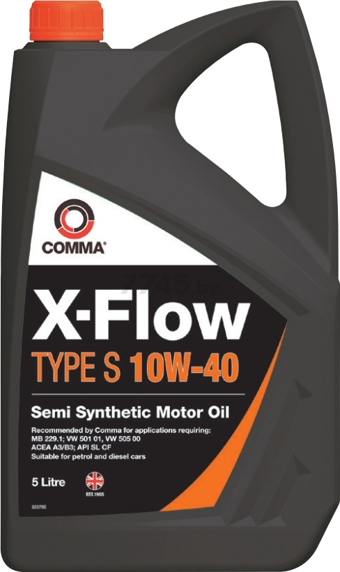 Моторное масло 10W40 полусинтетическое COMMA X-Flow Type S 5 л (XFS5L)