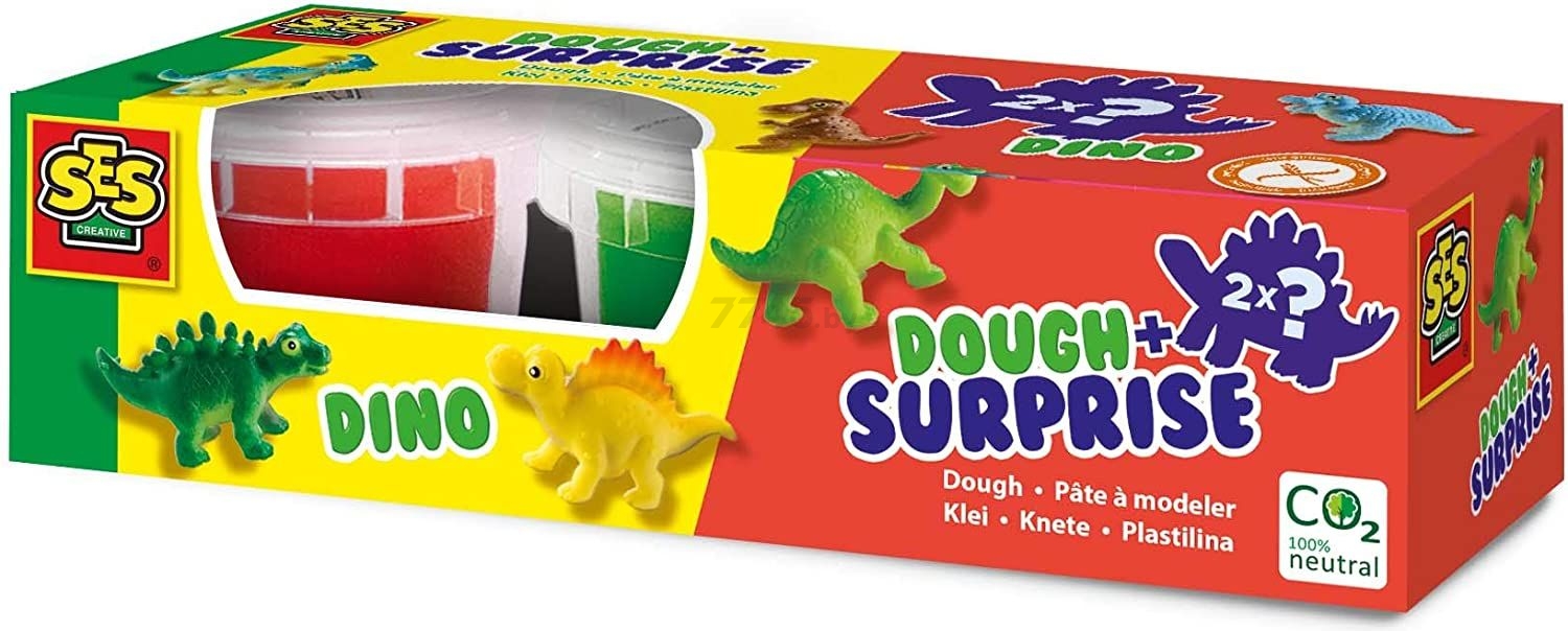 Набор для лепки SES CREATIVE с сюрпризом Динозавр 2 цвета (00423)