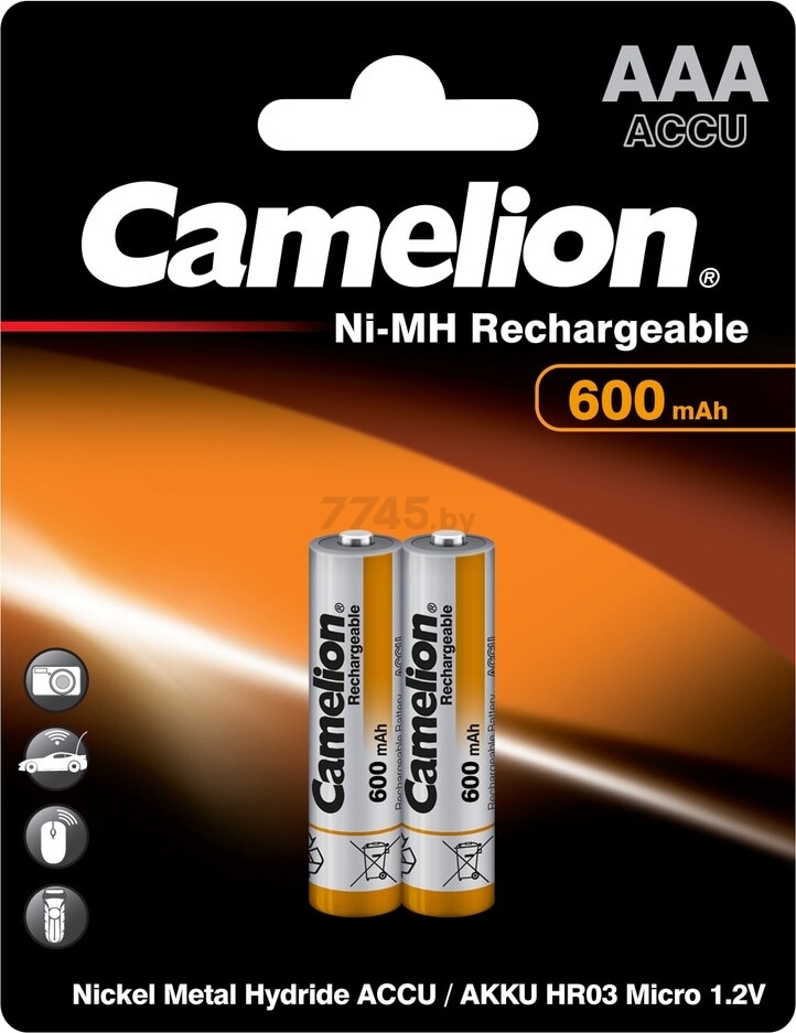 Аккумулятор ААА Ni-MH CAMELION Micro 1,2 В 600 mAh 2 штуки (2695)
