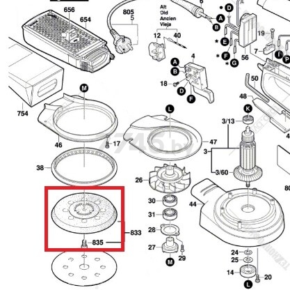 Тарелка шлифовальная для шлифмашинки BOSCH GEX 125 A/AC d125 мм (2608601901) - Фото 2