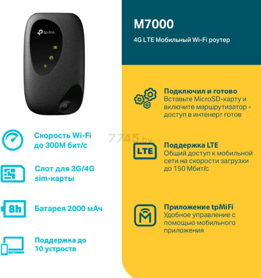 Мобильный Wi-Fi роутер TP-LINK M7000 - Фото 8
