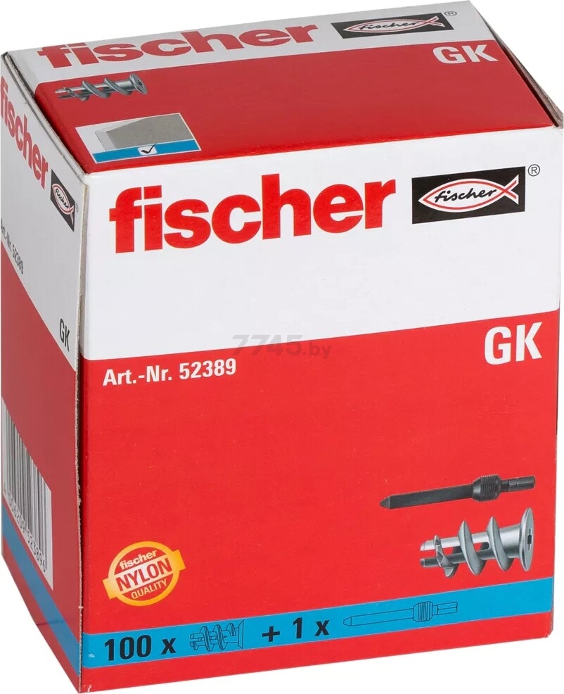 Дюбель нейлоновый для ГКЛ Driva FISCHER GK 22 мм 100 штук (52389f) - Фото 3