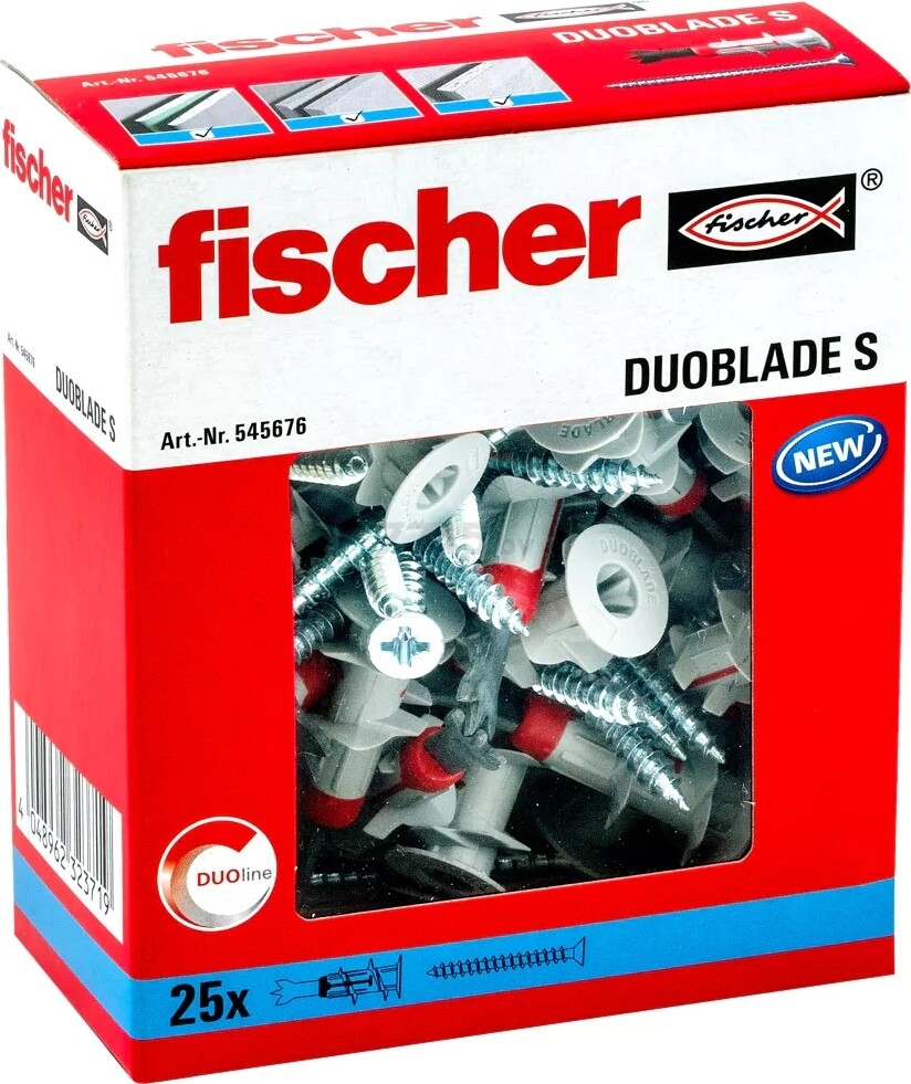 Дюбель самозасверливающийся для ГКЛ Driva FISCHER Duoblade S Plug 25 штук (545676K) - Фото 3