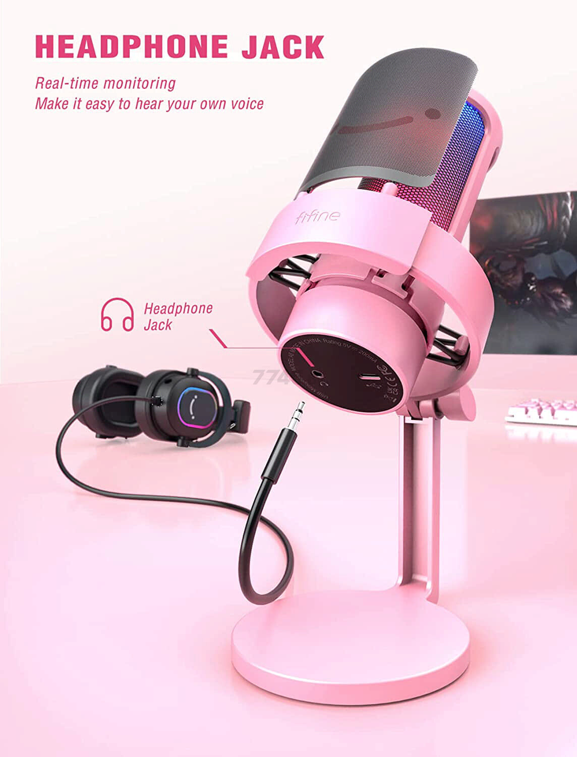 Микрофон FIFINE A8P Pink - Фото 4