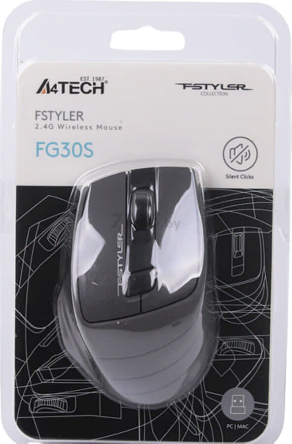 Мышь беспроводная A4TECH Fstyler FG30S серая - Фото 10