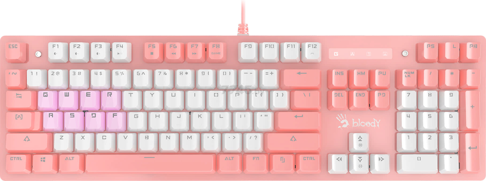 Клавиатура игровая A4TECH Bloody B800 Pink/White