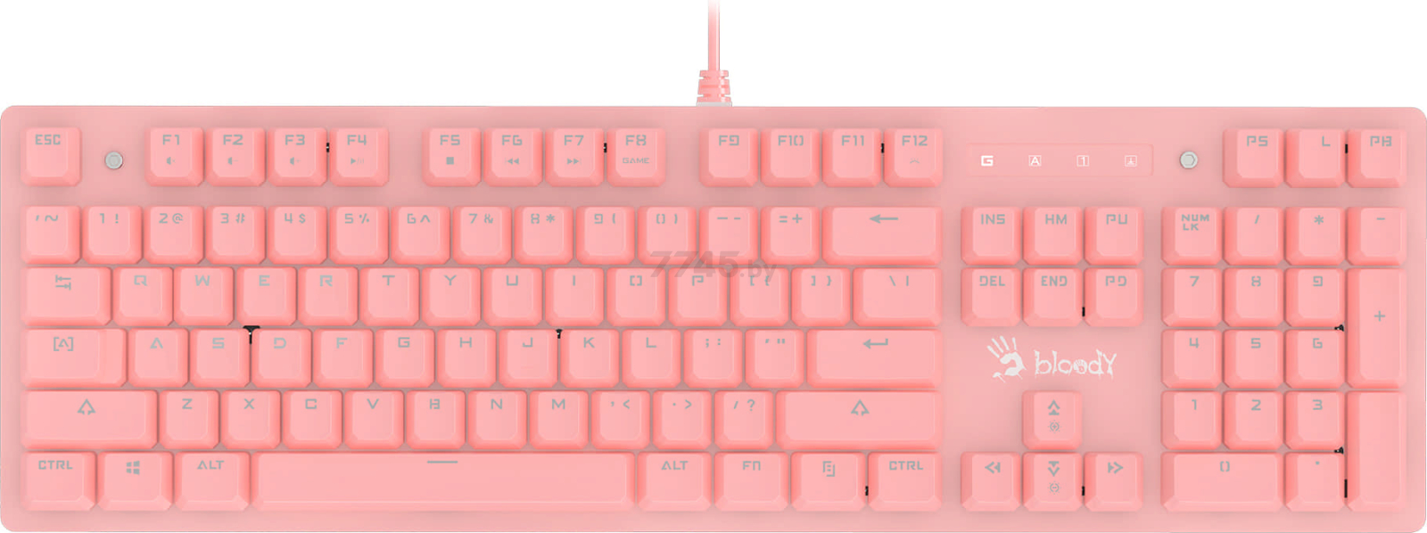 Клавиатура игровая A4TECH Bloody B800 Pink/White - Фото 2