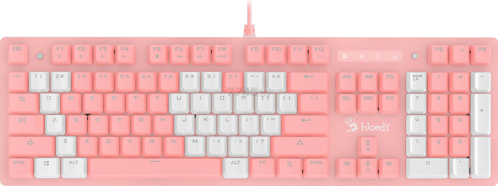 Клавиатура игровая A4TECH Bloody B800 Pink/White - Фото 3