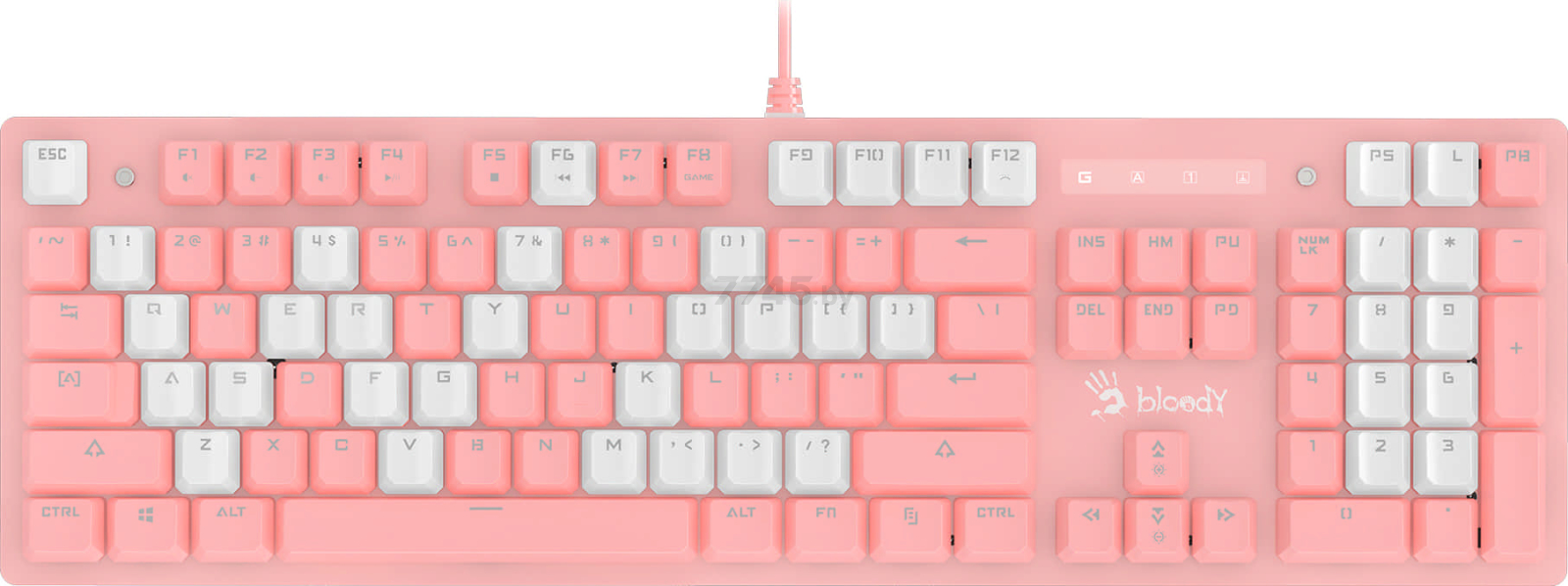 Клавиатура игровая A4TECH Bloody B800 Pink/White - Фото 4