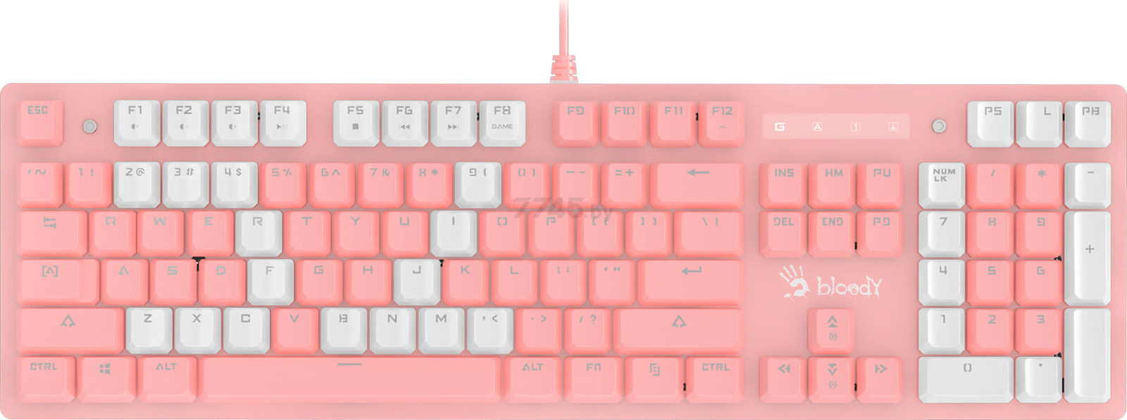 Клавиатура игровая A4TECH Bloody B800 Pink/White - Фото 6