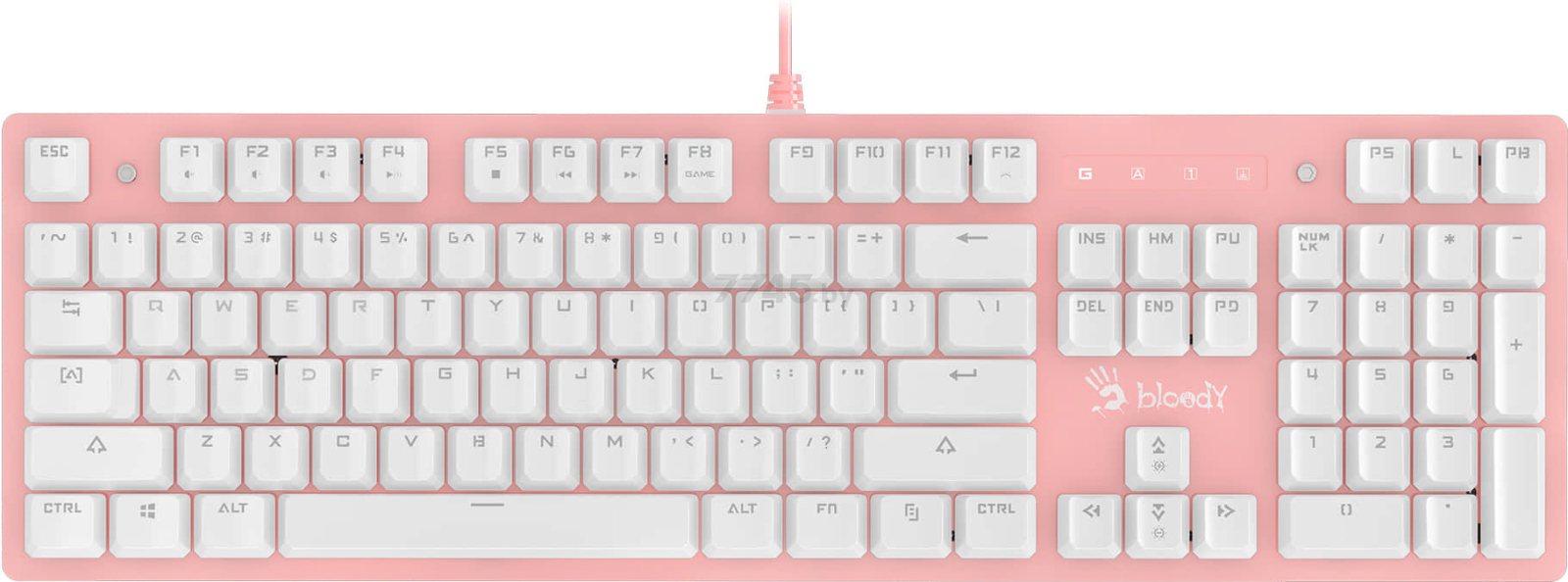 Клавиатура игровая A4TECH Bloody B800 Pink/White - Фото 7