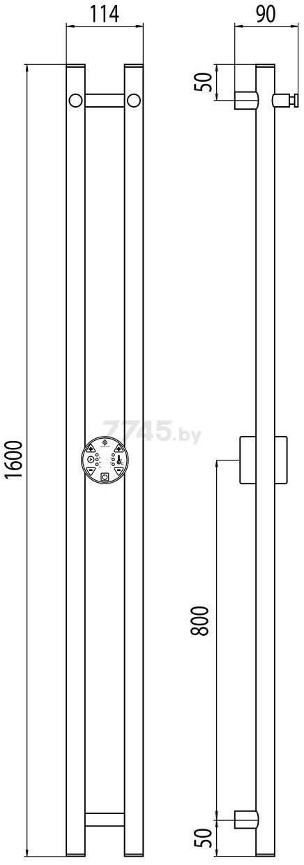 Полотенцесушитель электрический TERMINUS Duo круг 1600 (4670078528308) - Фото 3