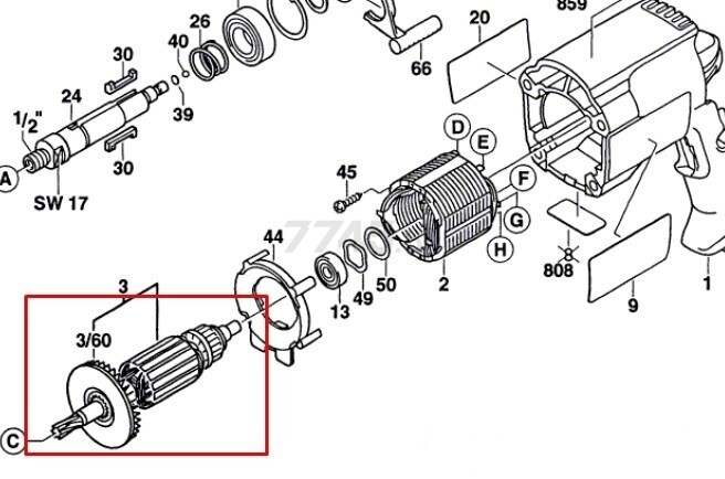 Якорь (ротор) BOSCH 240V (2604011062)