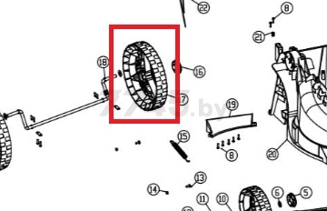Колесо заднее газонное для газонокосилки WORTEX LM3816 (200мм) (8.41.1178-B)
