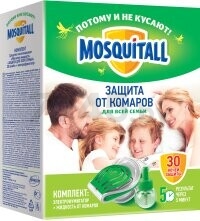 Электрофумигатор от комаров MOSQUITALL Защита для всей семьи с жидкостью 30 ночей 30 мл (9161136332)