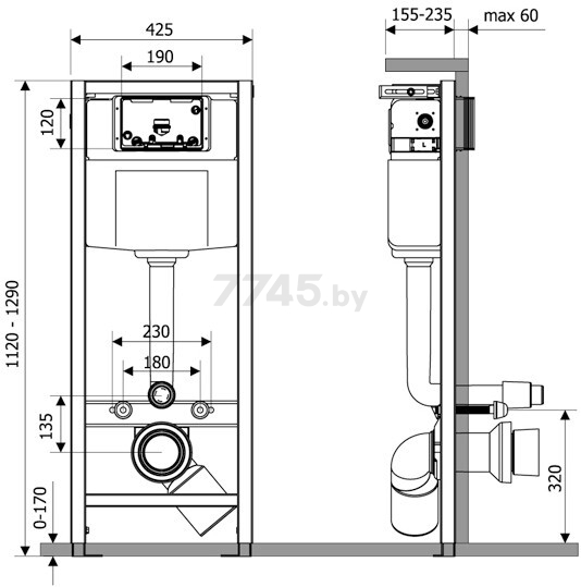 Инсталляция для подвесного унитаза KK POL Alfa (ZSP/440/0/K) - Фото 2