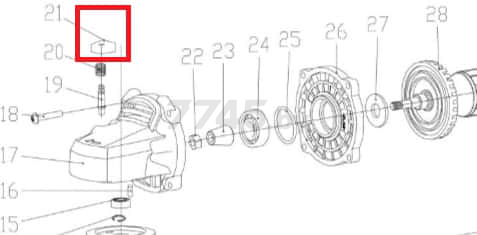 Кнопка стопора в сборе для болгарки WORTEX AG1213-3E (AG1213-3E-19-21)