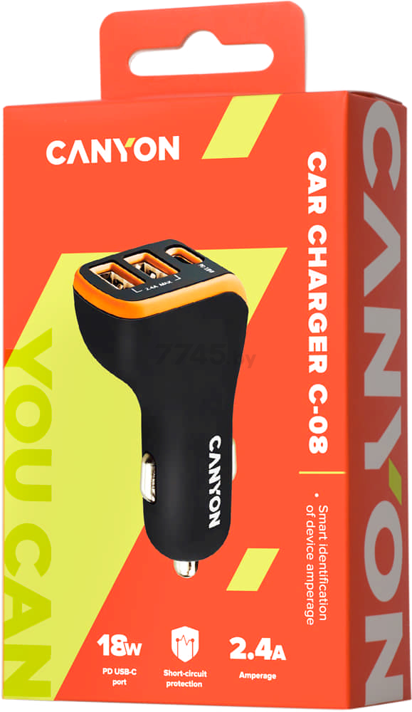 Автомобильное зарядное устройство CANYON CNE-CCA08BO - Фото 3